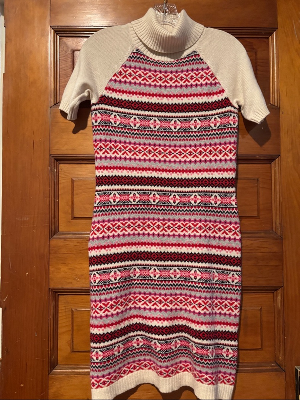 Tommy Hilfiger Cream Sweater with Red, Pink & Black Fair Isle